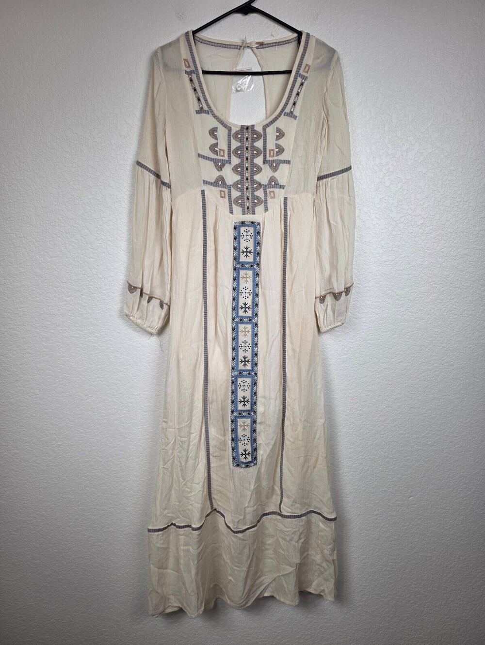 Free People Embroidered Ivory Maxi Dress Size 2